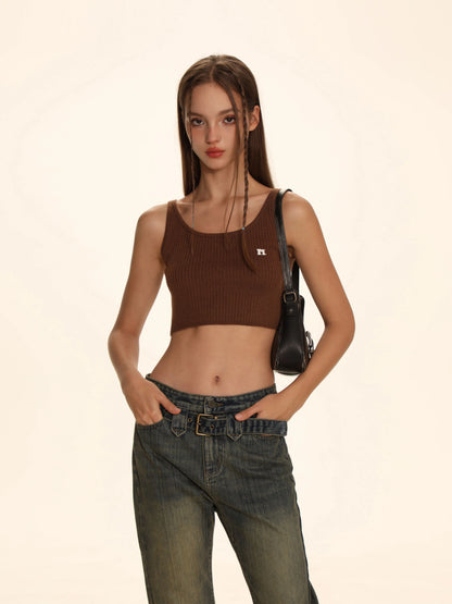 Soft Elastic Embroidered Tank Top