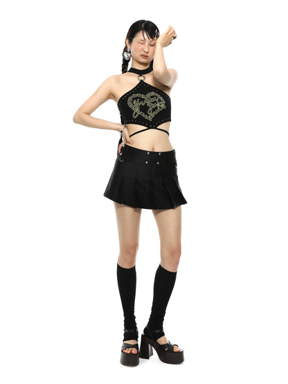 Punk Rivet Metal Waist Skirt