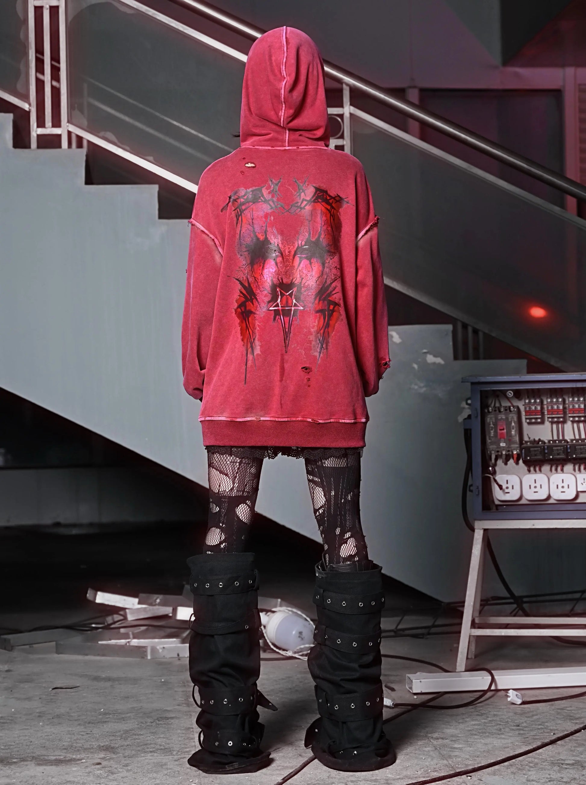 Demon Rust Loose Hooded Sweater