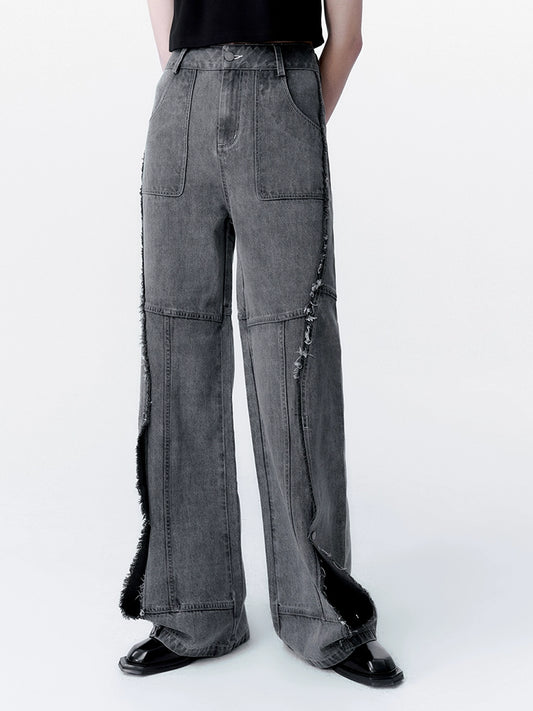 Niche Raw Edge Jeans: Detachable