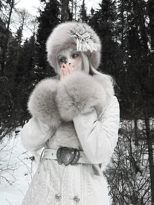 Snowy Country Faux Fox Fur Coat Set