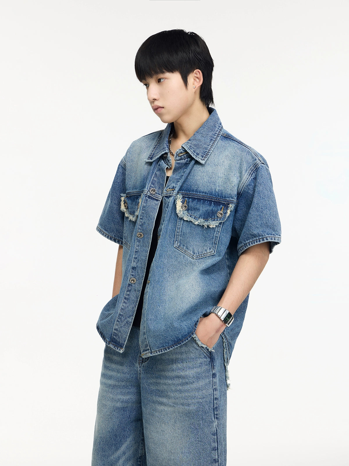 Retro Washed - Denim Short Sleeved Shirt