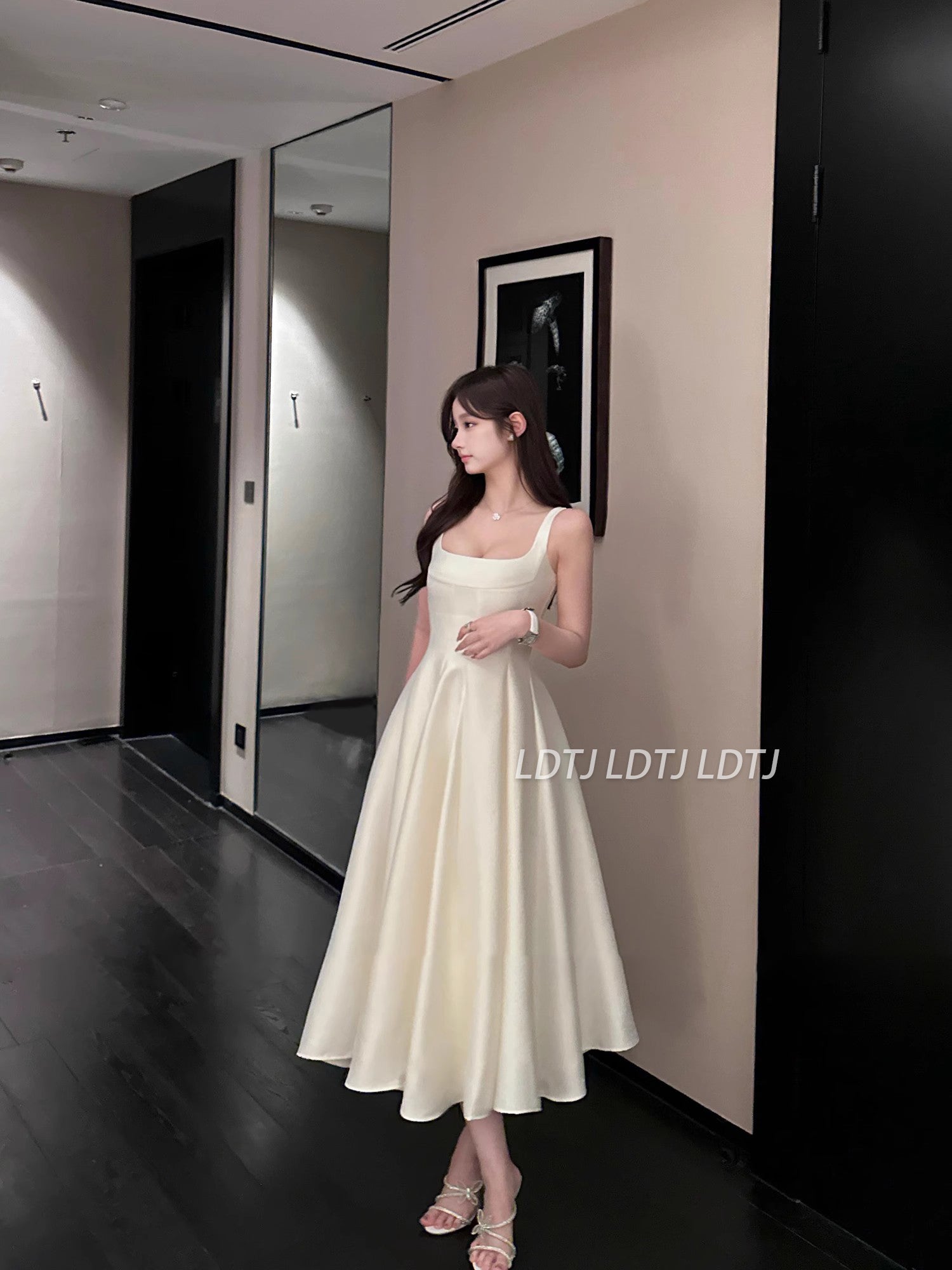 french retro dress French Retro Palace Off-shoulder Satin Lace Wedding Dress P2621 PreppyDress