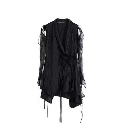 Dark Pleated Silk Suit Coat: Autumn/Winter