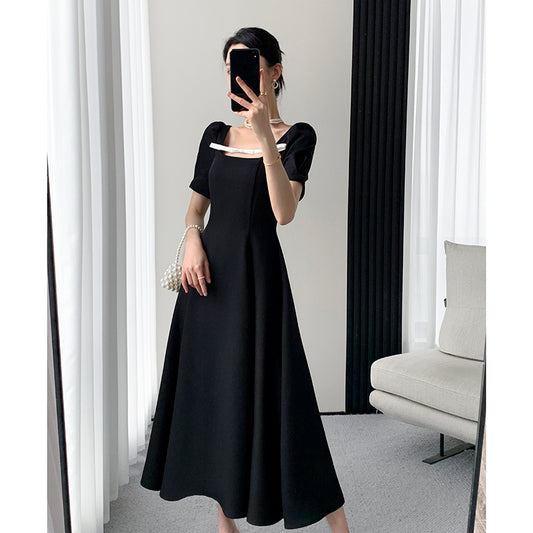 Black Dress - Chic Square Skirt