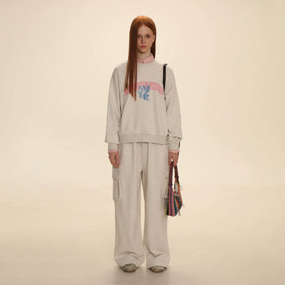 Letter Patch Embroidered Sweatshirt