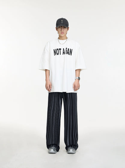 Slogan Letter - Printed Shoulder Pad T-shirt