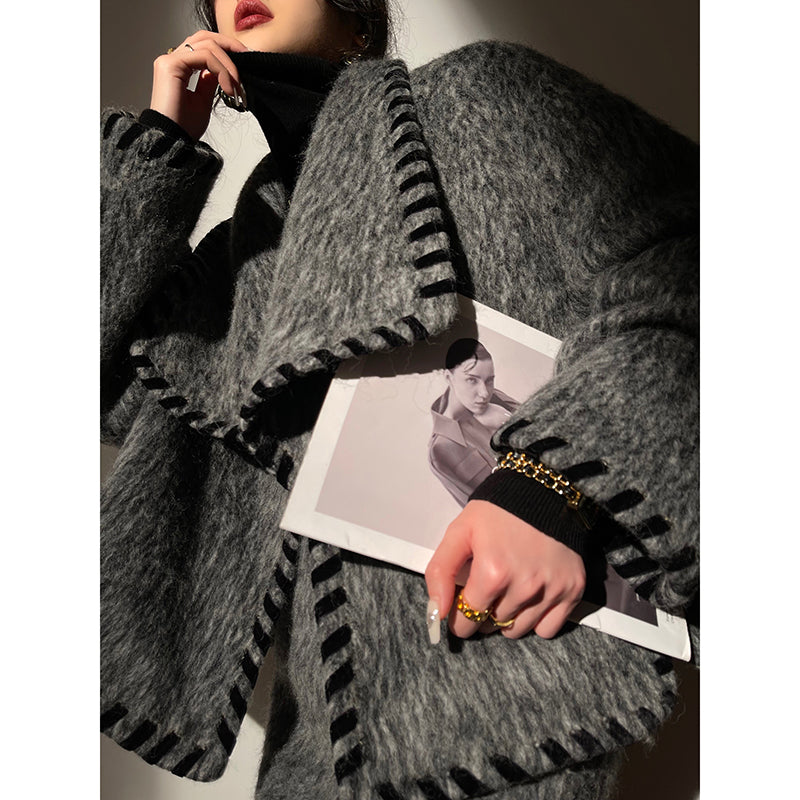 Wool Coat & Tweed Skirt Set