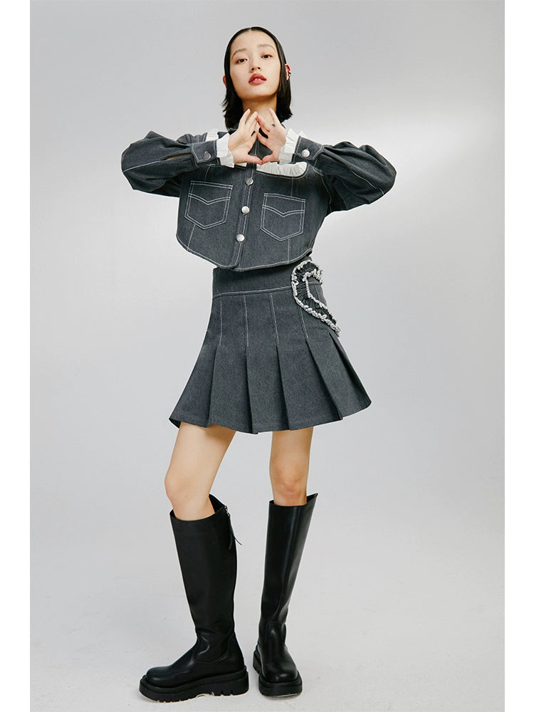 Sweet Denim - Slimming Jacket & Skirt Set