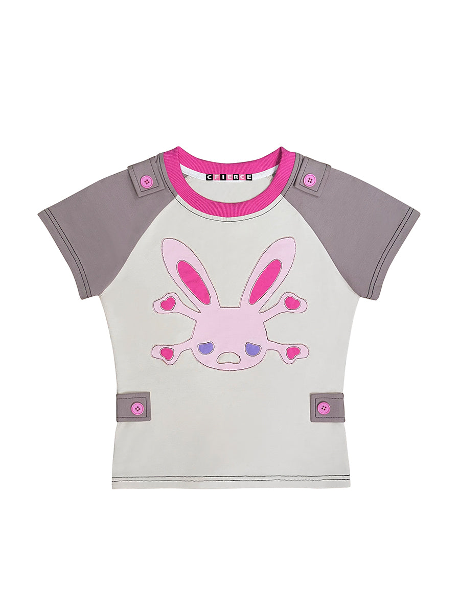 Skeleton Rabbit Panel Raglan Sleeve T-shirt