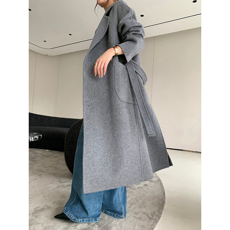 Elegant Grey Wool Coat - Winter