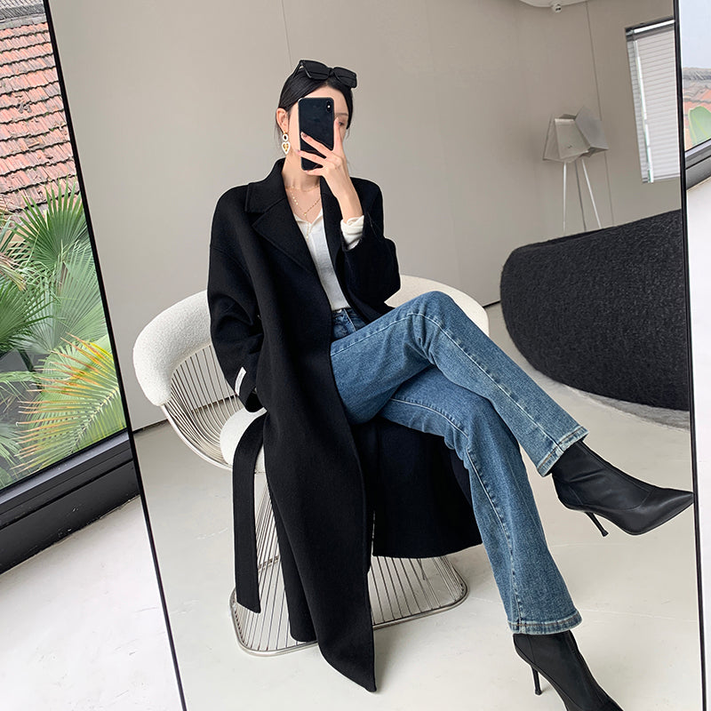 Mid-Length Wool Coat Set