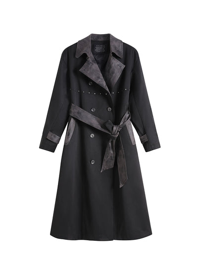 Black Retro Windbreaker Long Coat