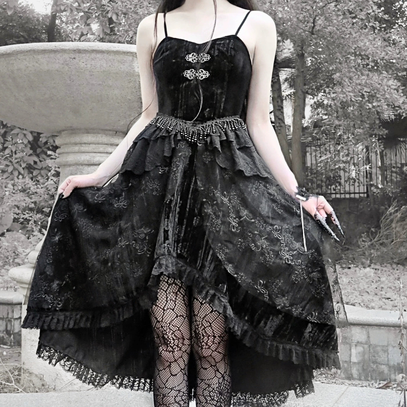 Dark Velvet Sling Dress