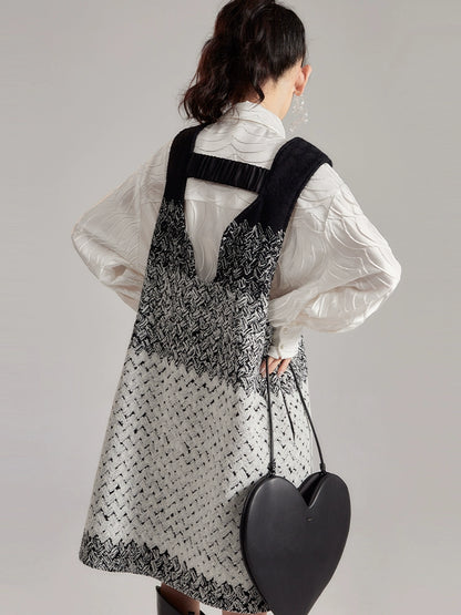 Vestido de chaleco de lana de gradiente retro