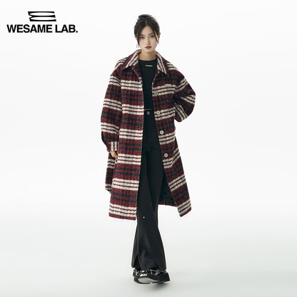 Casual Vintage Style Plaid Woolen Coat