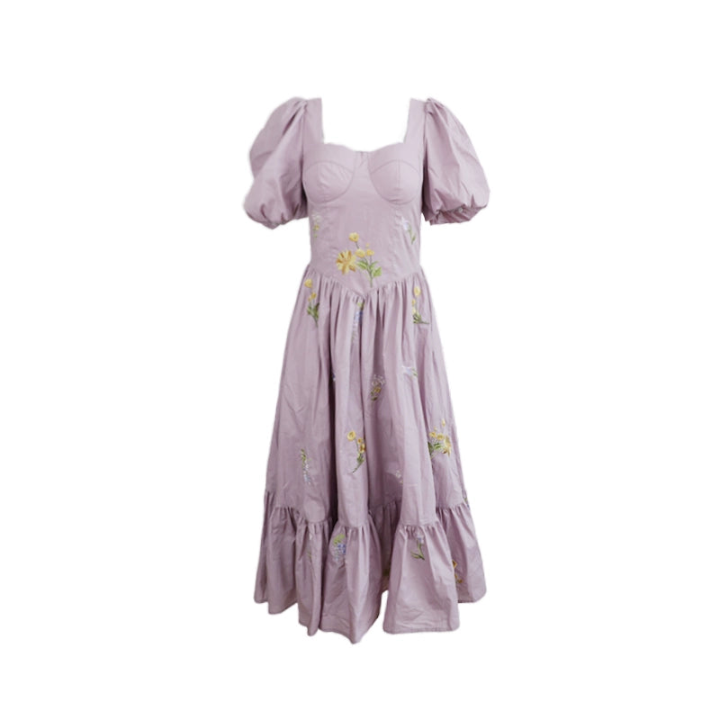 Grape Lemon Cotton Swing Dress