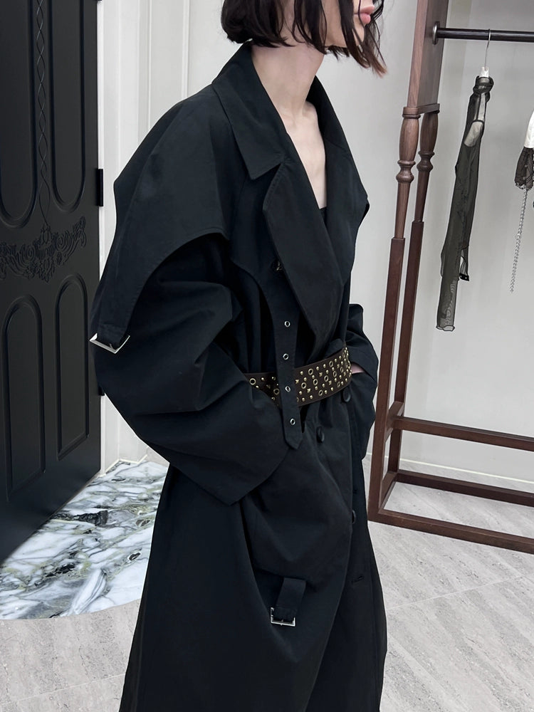 Double Breasted Buckle Strap Trench Coat