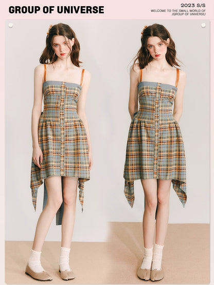 Sunflower Seaside - Plaid Irregular Dress