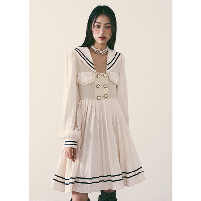 Navy Collar Sailor Knit Dress