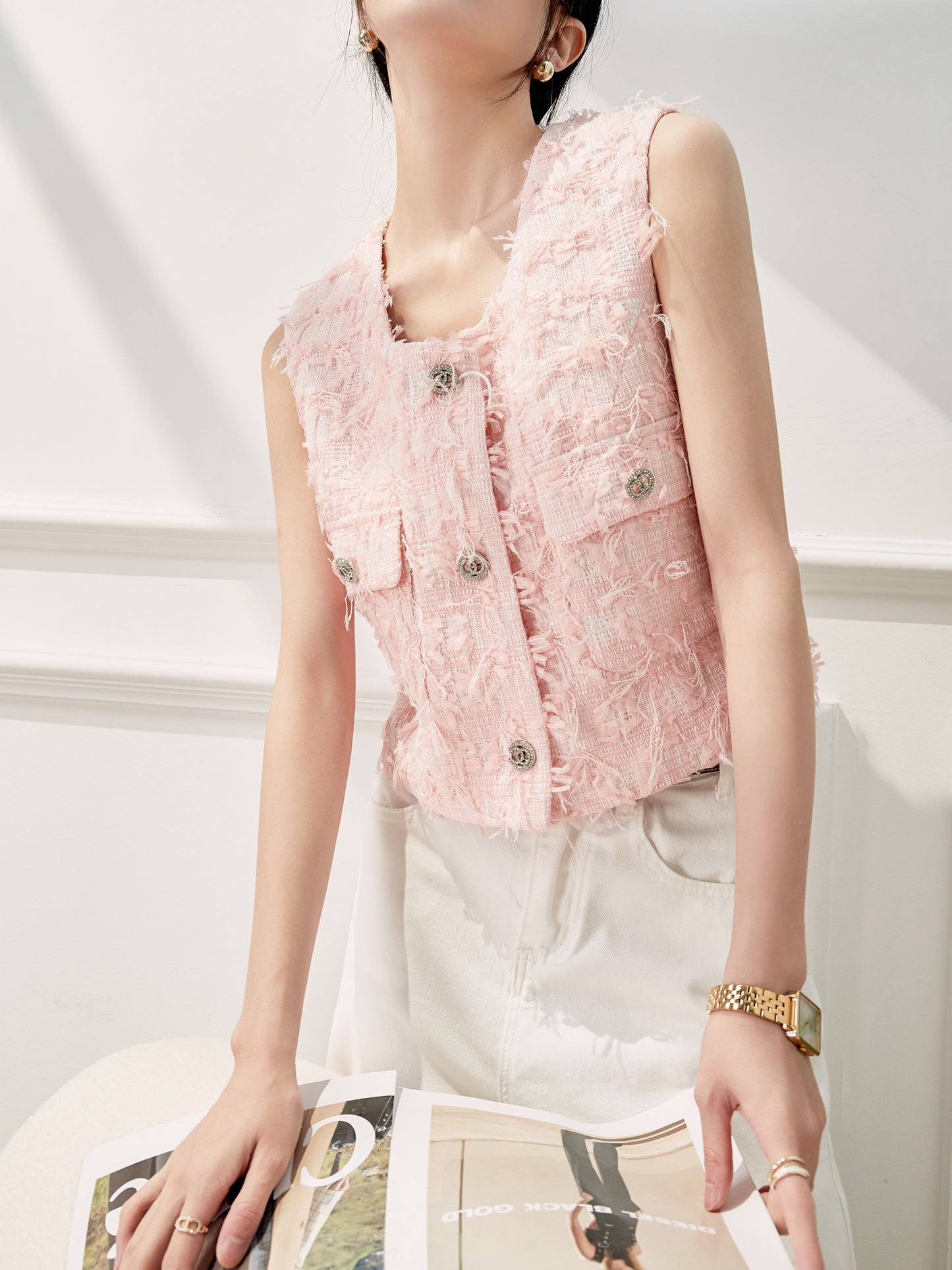 Pink Romantic French Vest Top