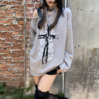 Cross Print Knit Pullover